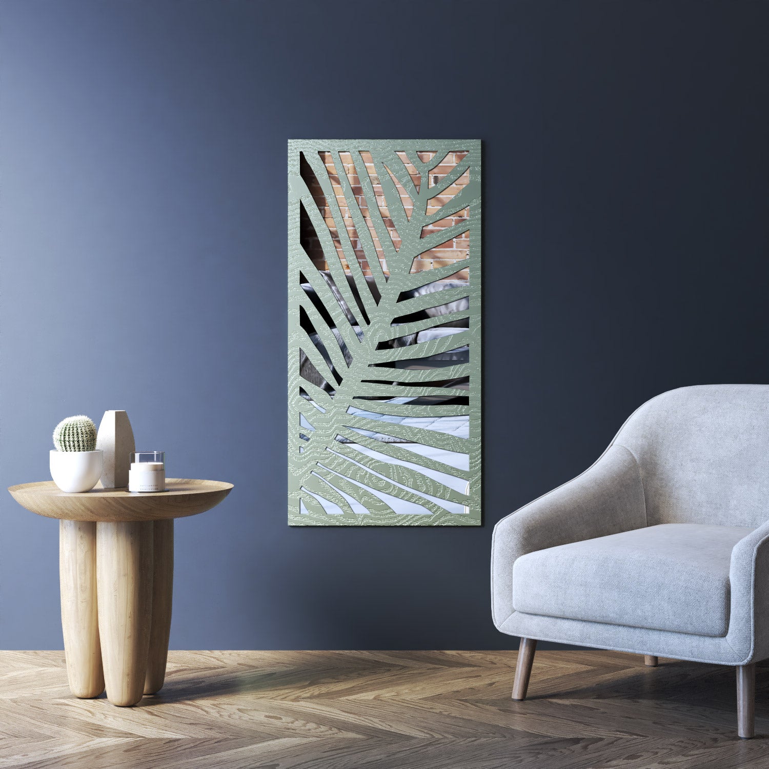Palm indoor decorative mirrored panel
