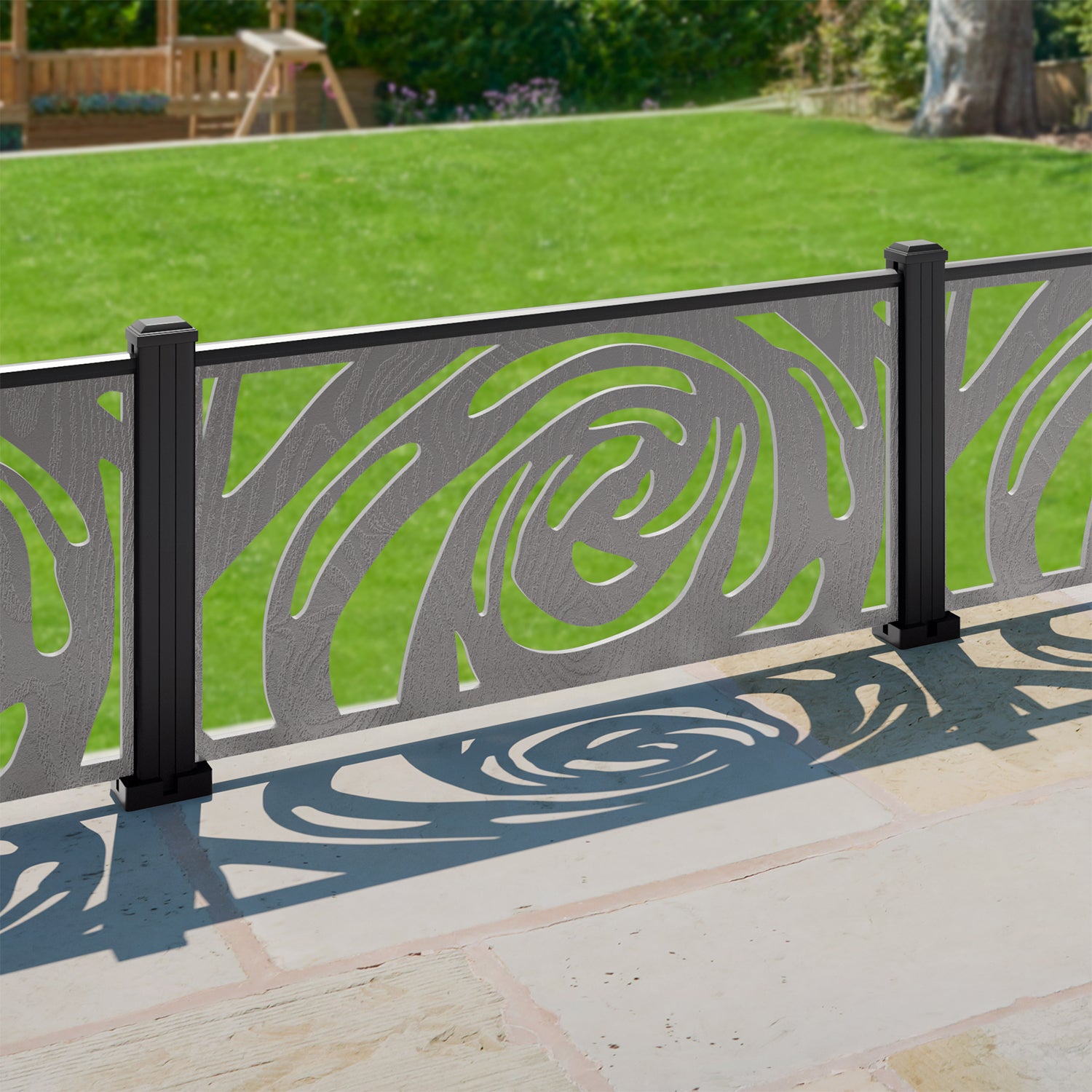 Roses Decorative Fence - 120x60cm - with our aluminium posts