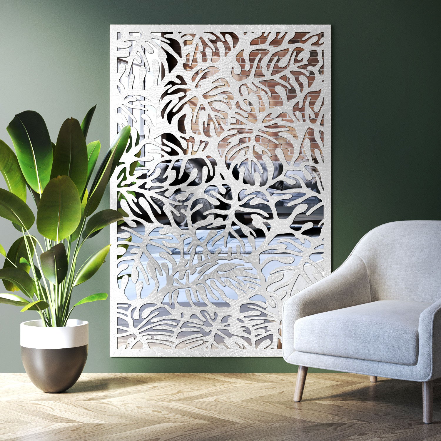 Botanic indoor decorative mirrored panel