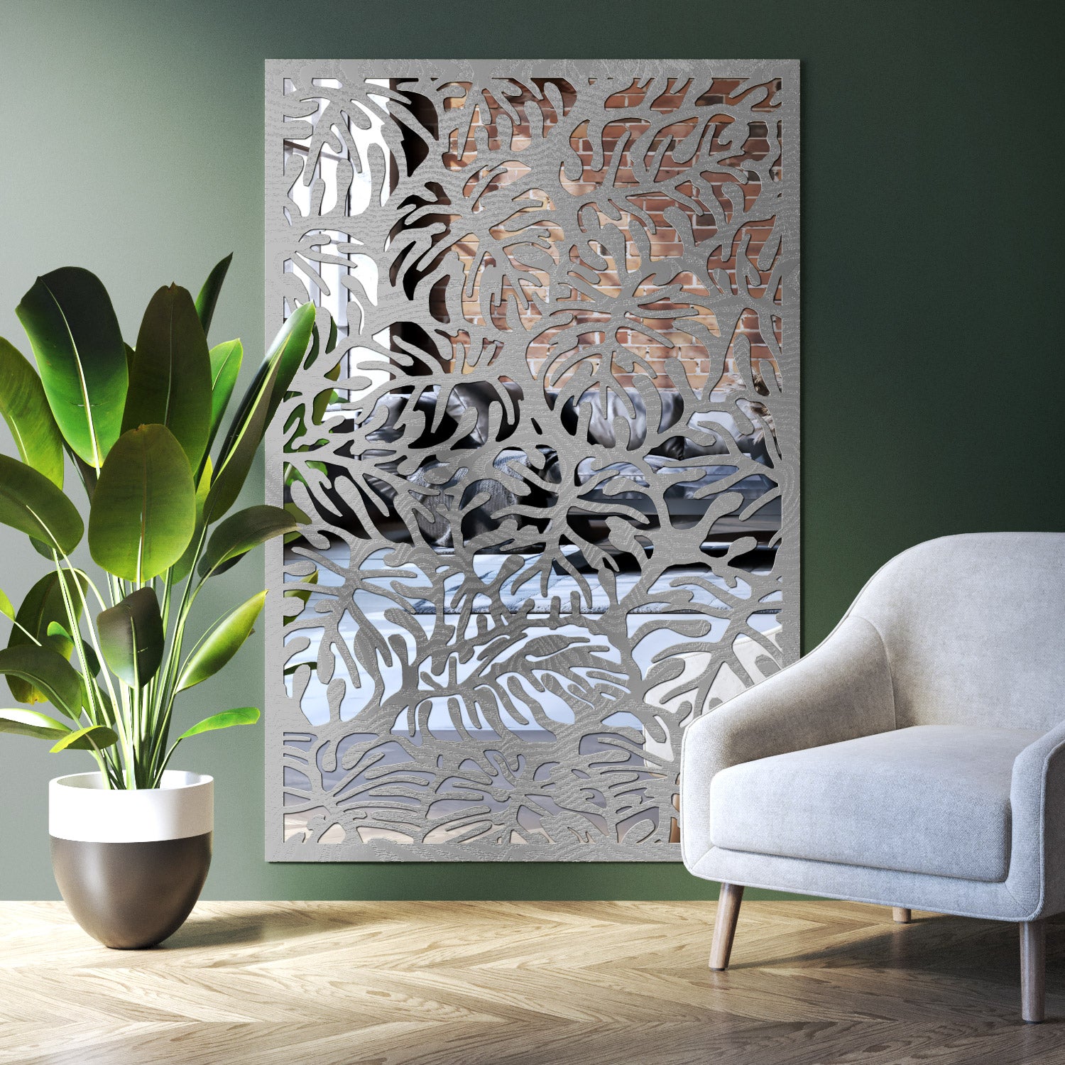 Botanic indoor decorative mirrored panel