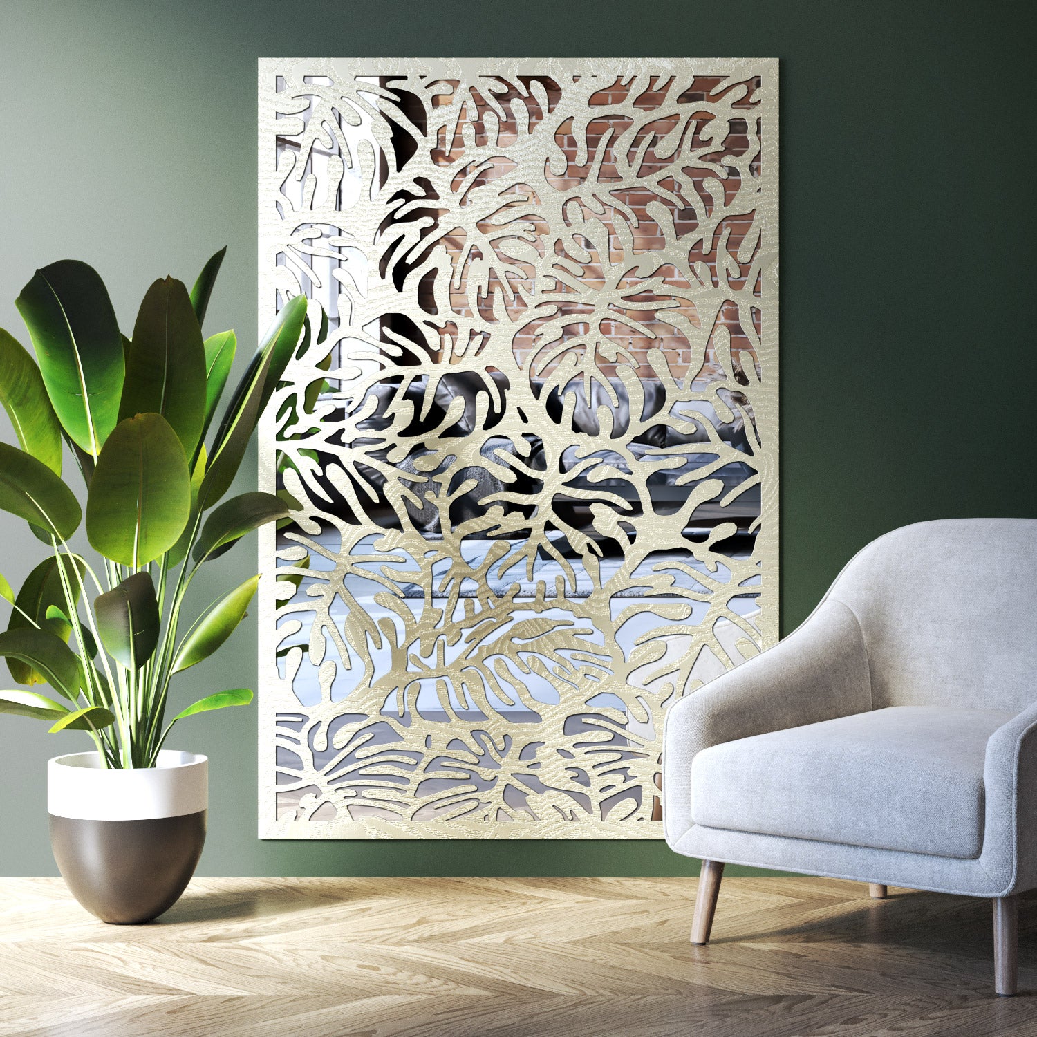 Botanic indoor decorative mirrored panel
