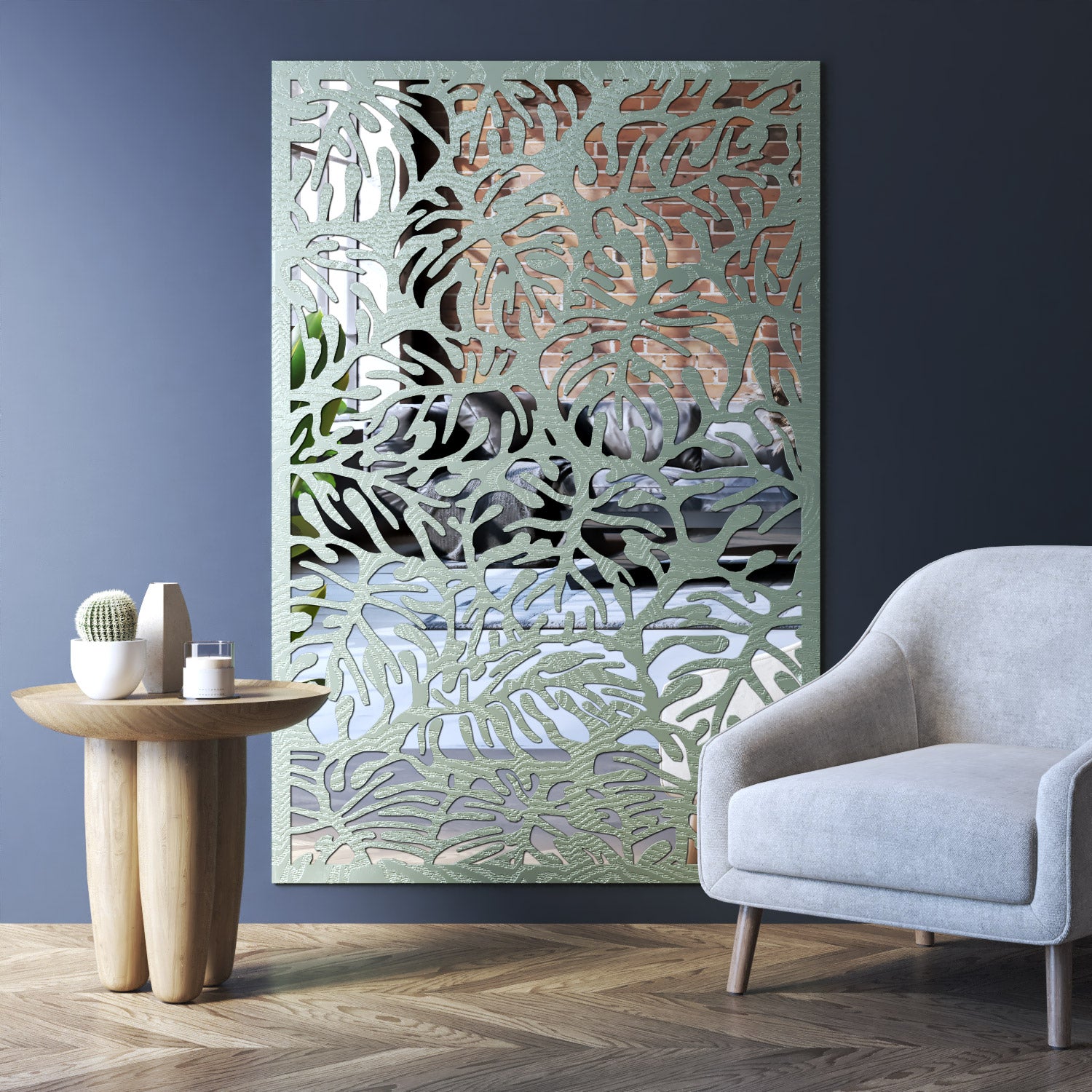 Botanic indoor decorative mirrored panel