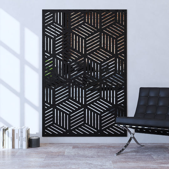 Cubed indoor decorative mirrored panel