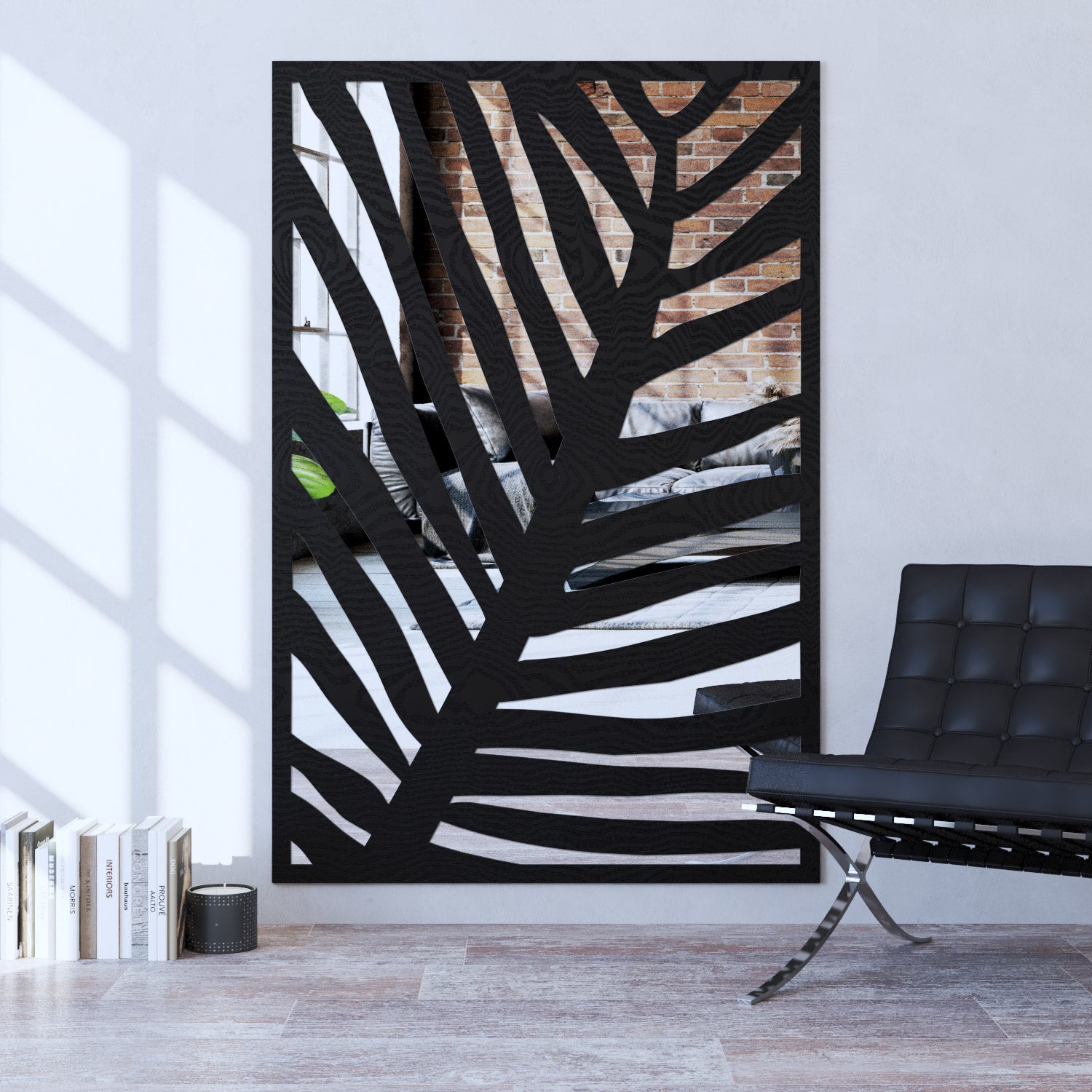 Palm indoor decorative mirrored panel