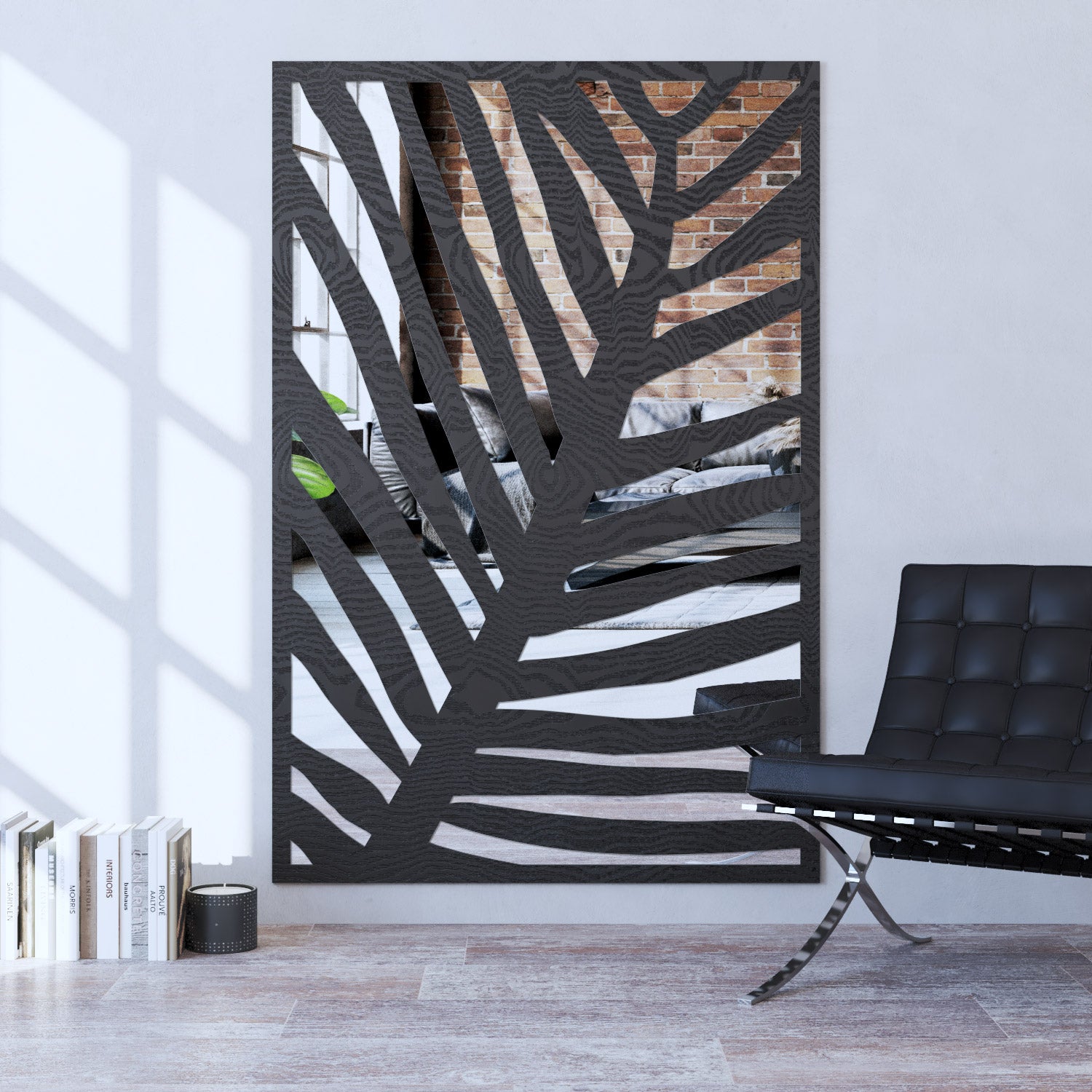 Palm indoor decorative mirrored panel