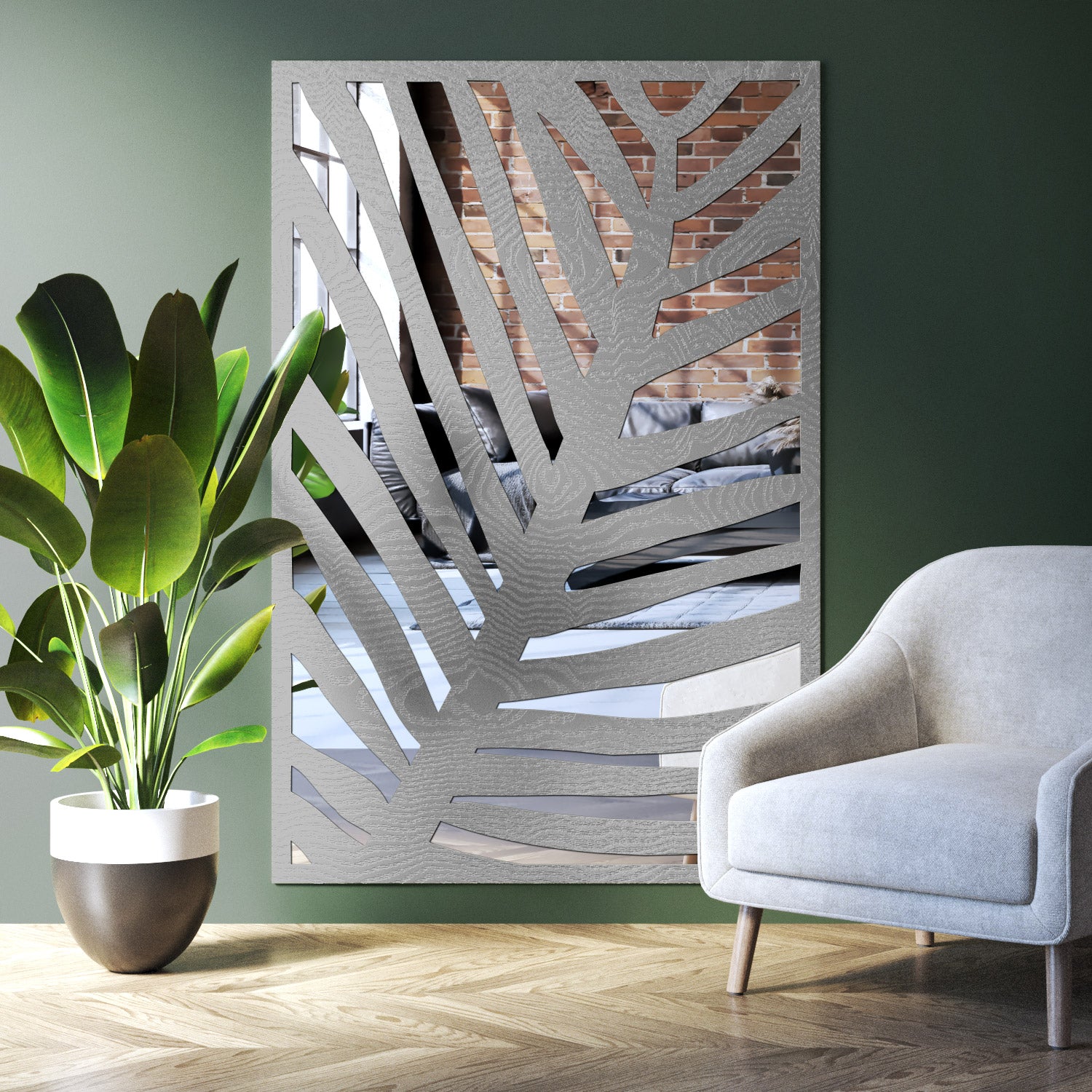 Palm indoor decorative mirrored panel