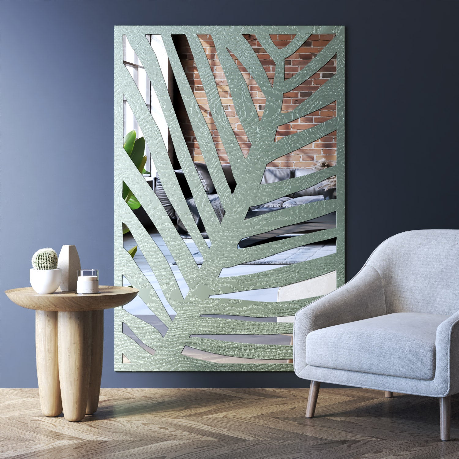 Palm indoor decorative mirrored panel
