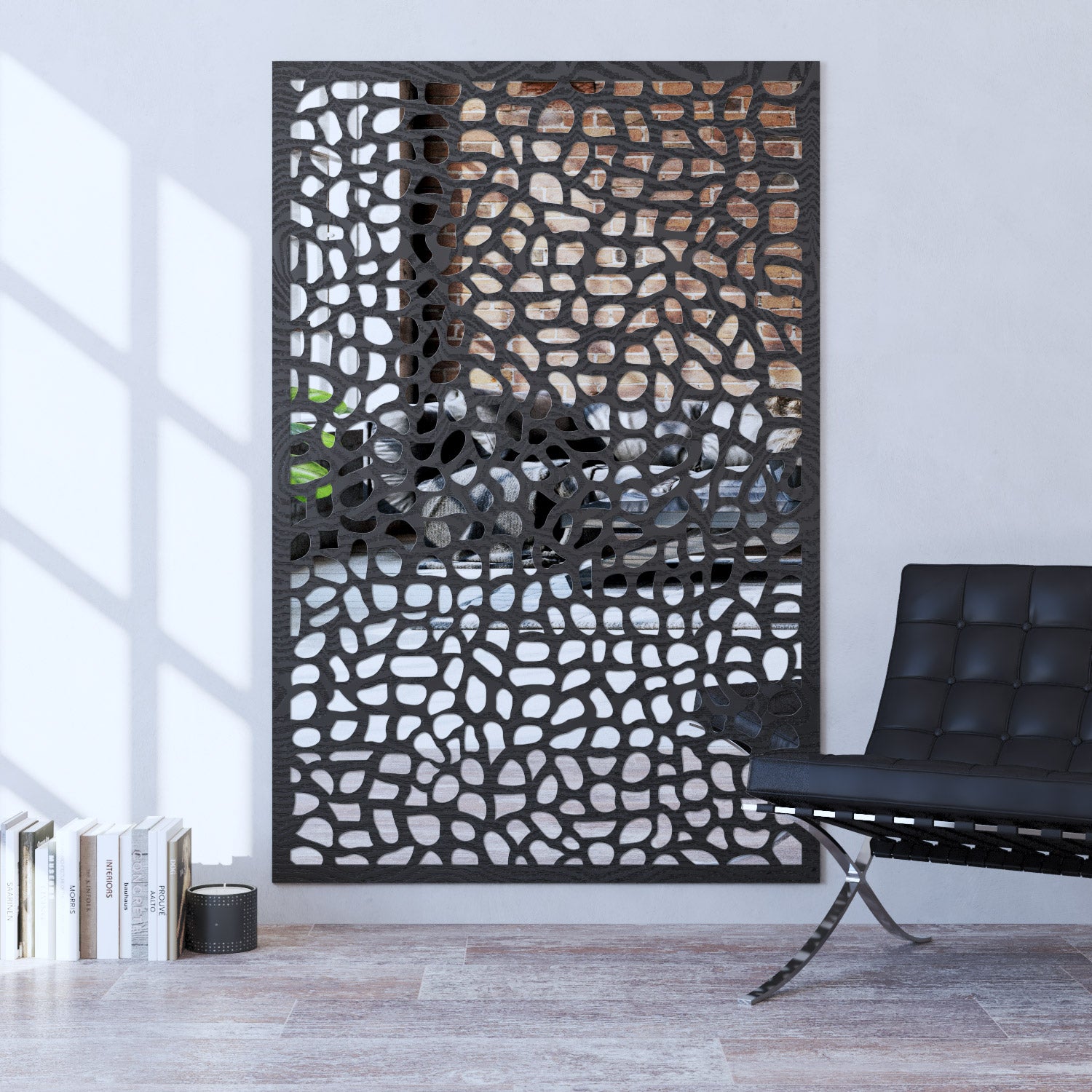Pebble indoor decorative mirrored panel