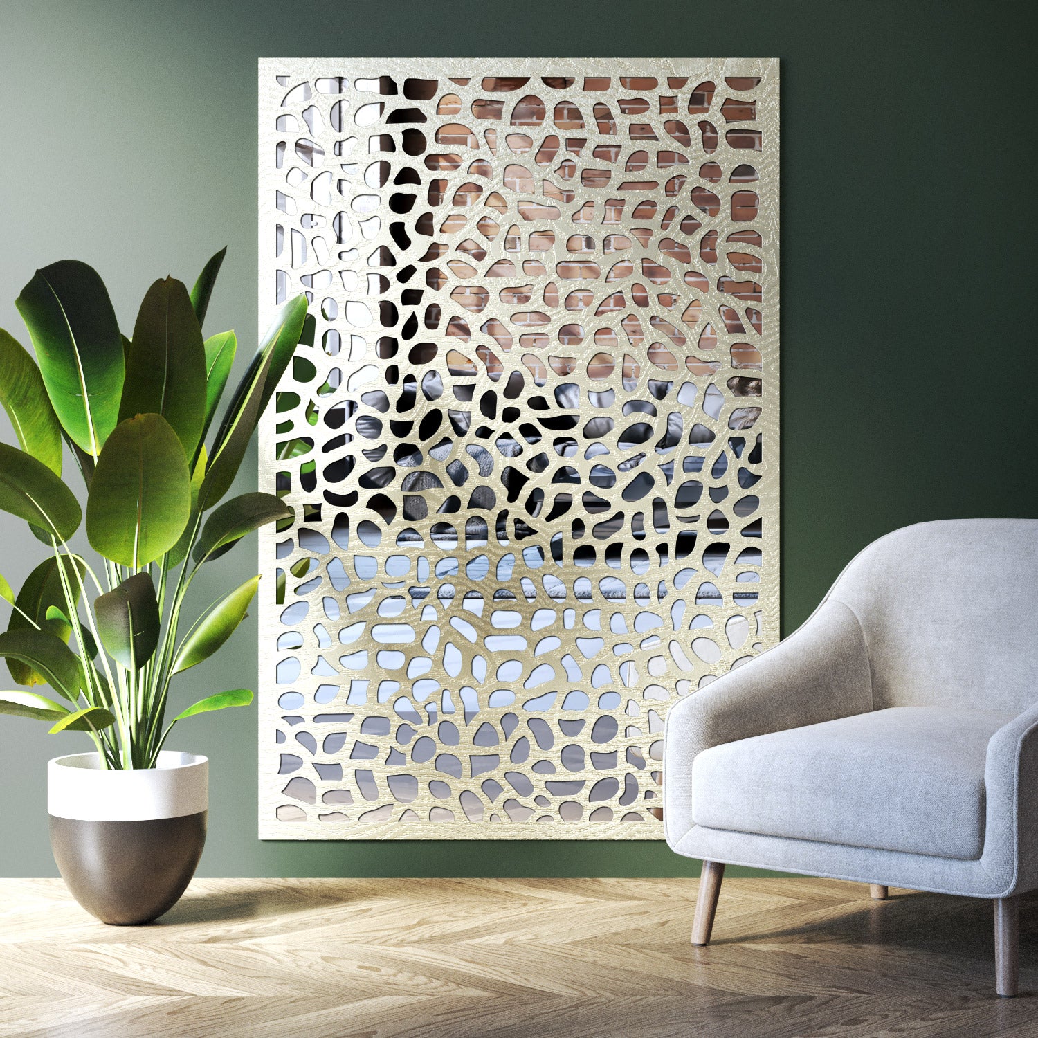Pebble indoor decorative mirrored panel