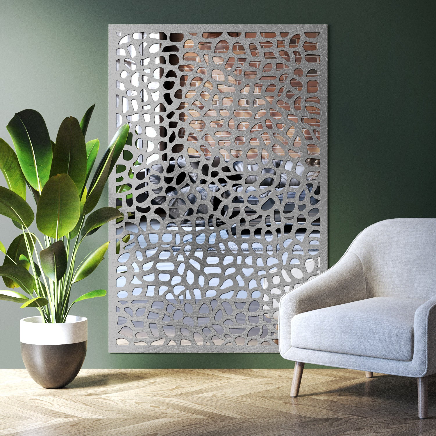 Pebble indoor decorative mirrored panel