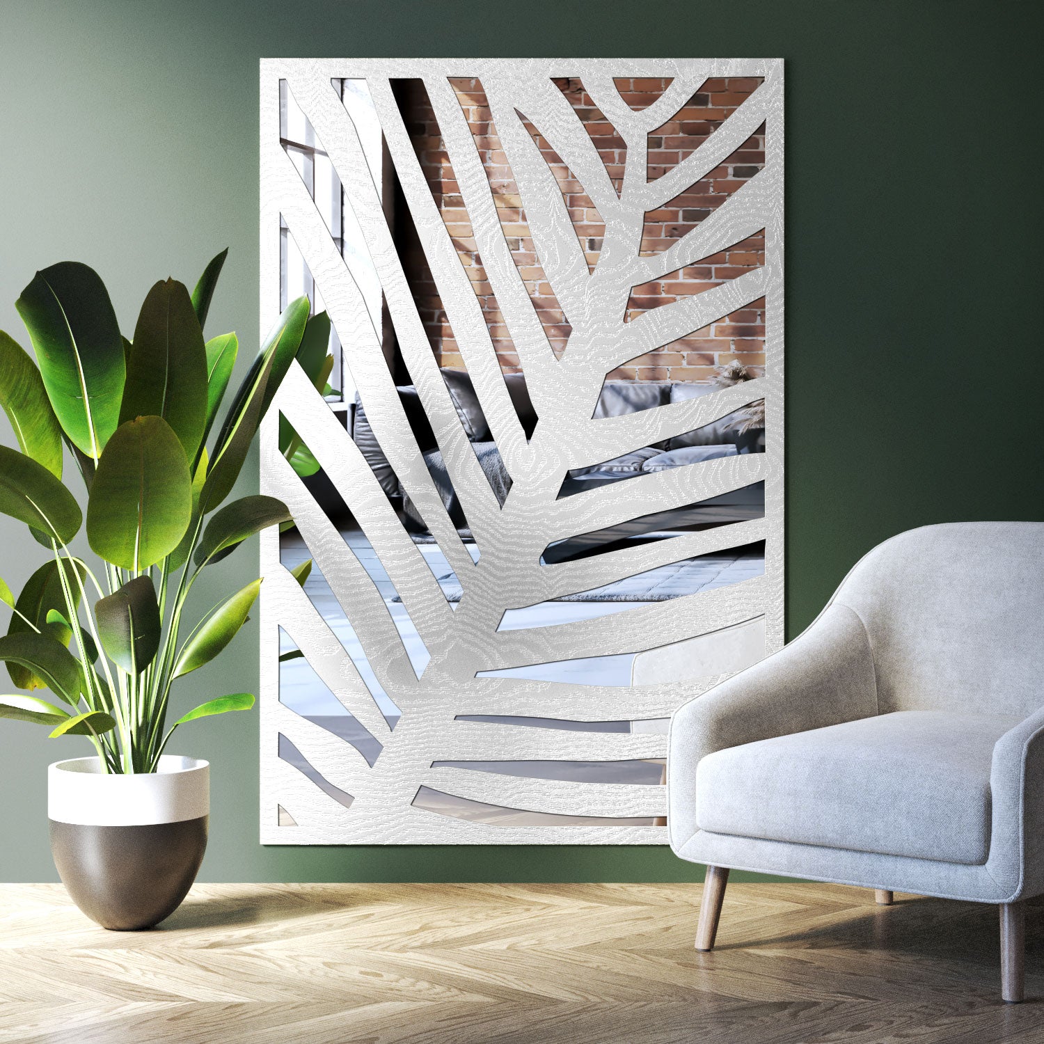 Palm indoor decorative mirrored panel