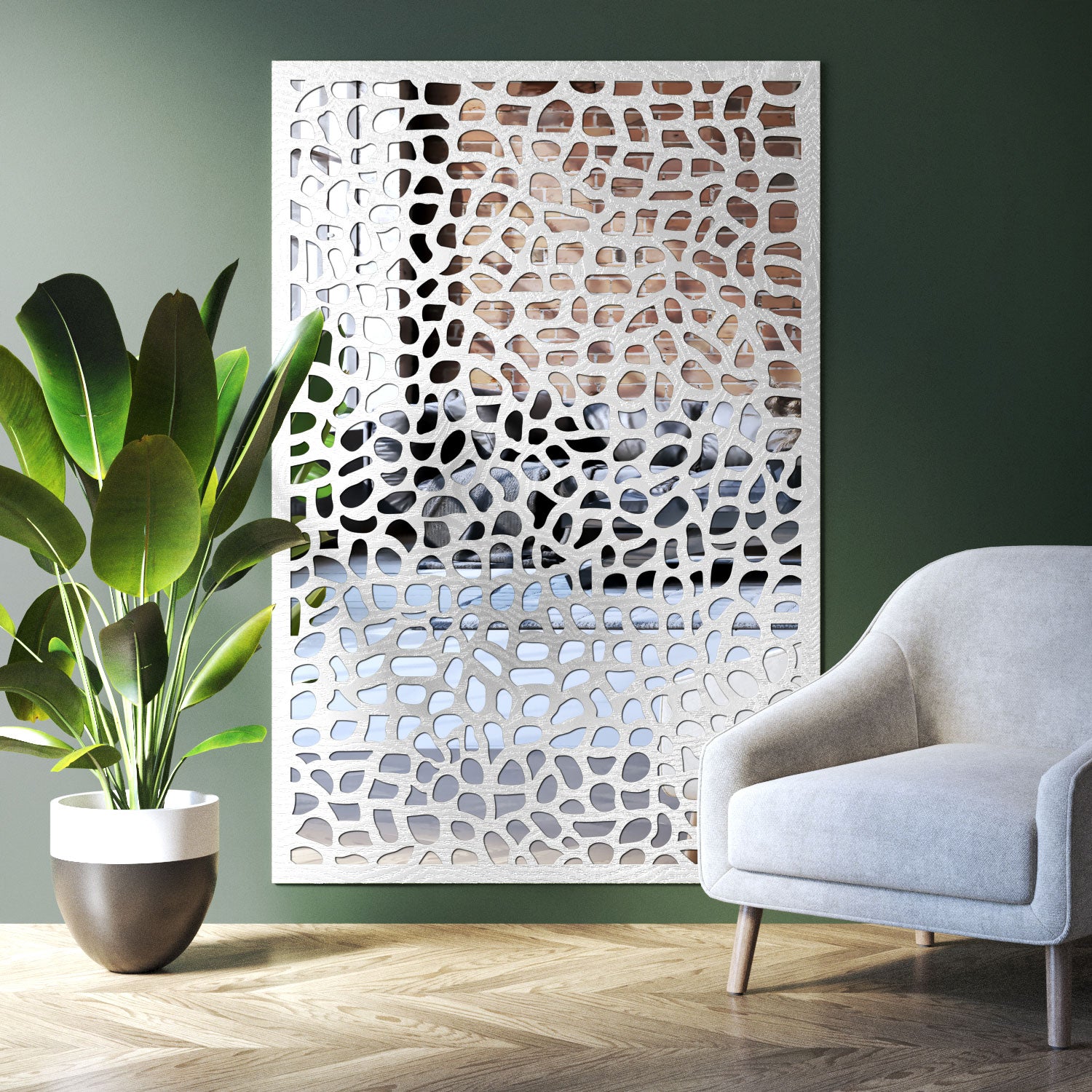 Pebble indoor decorative mirrored panel