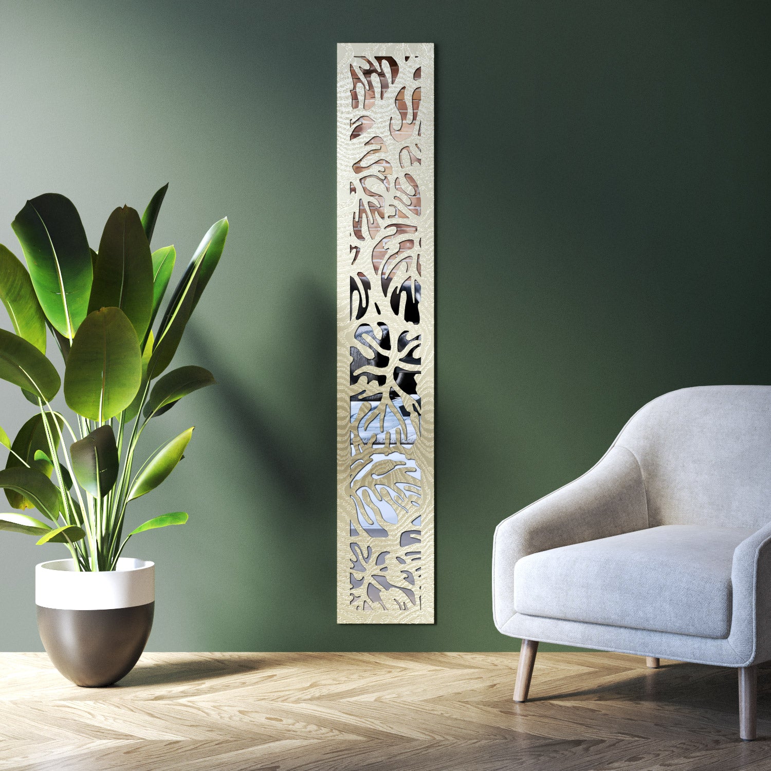 Botanic indoor decorative mirrored panel
