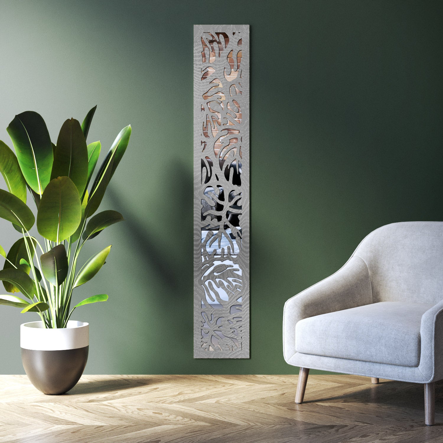 Botanic indoor decorative mirrored panel