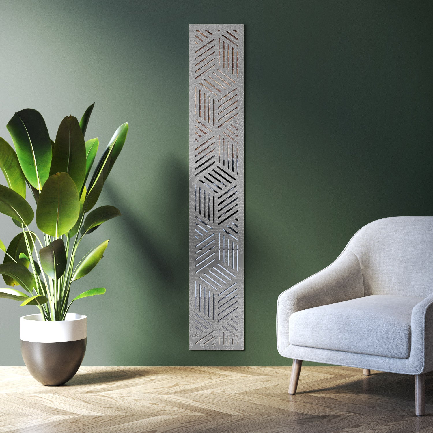 Cubed indoor decorative mirrored panel