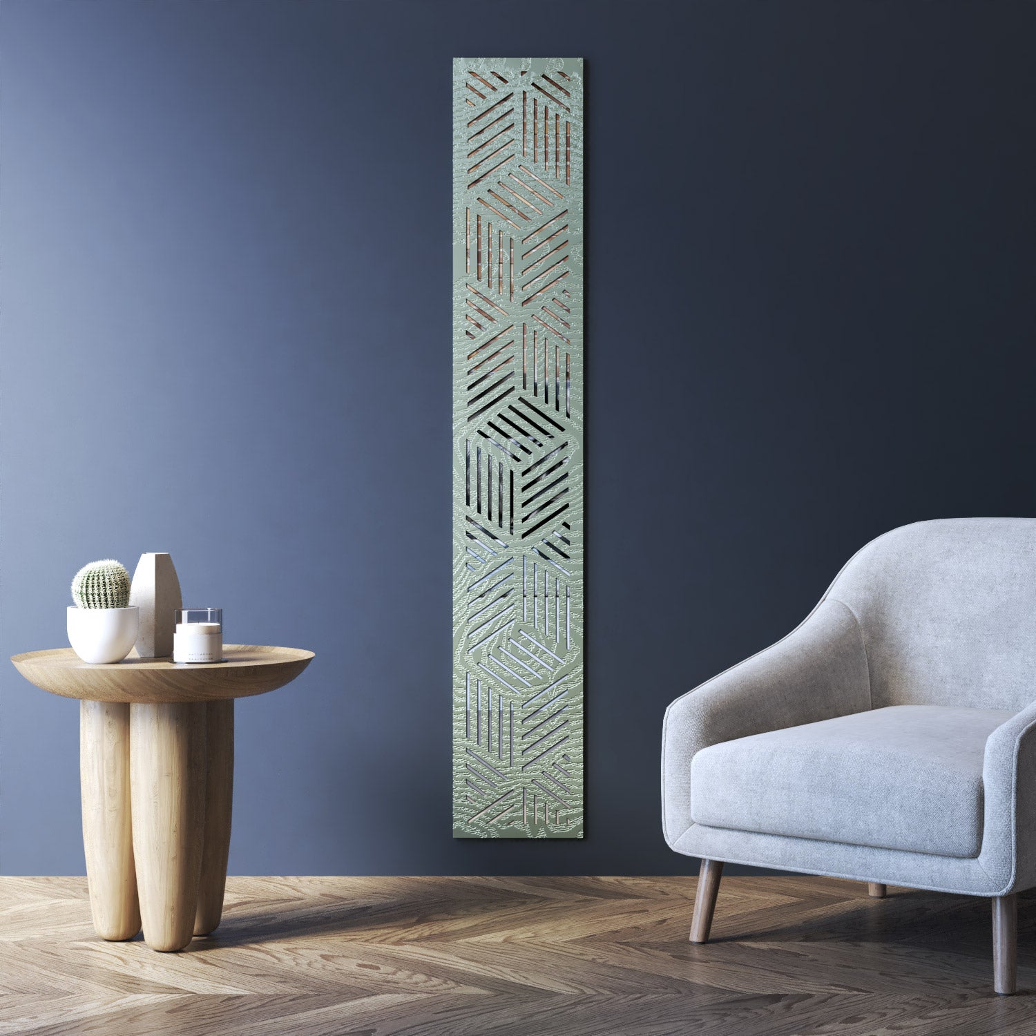 Cubed indoor decorative mirrored panel
