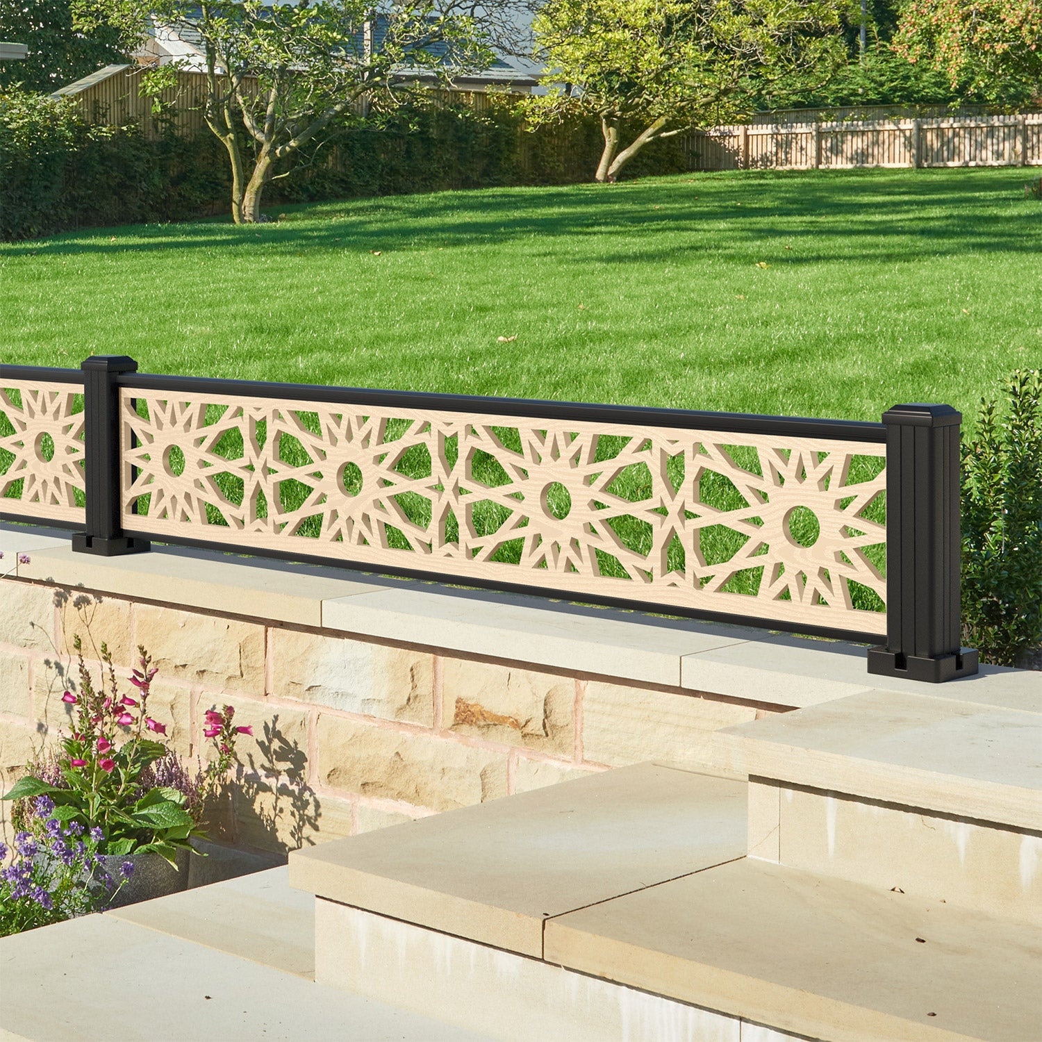 Amina Decorative Fence - 180x30cm - with our aluminium posts