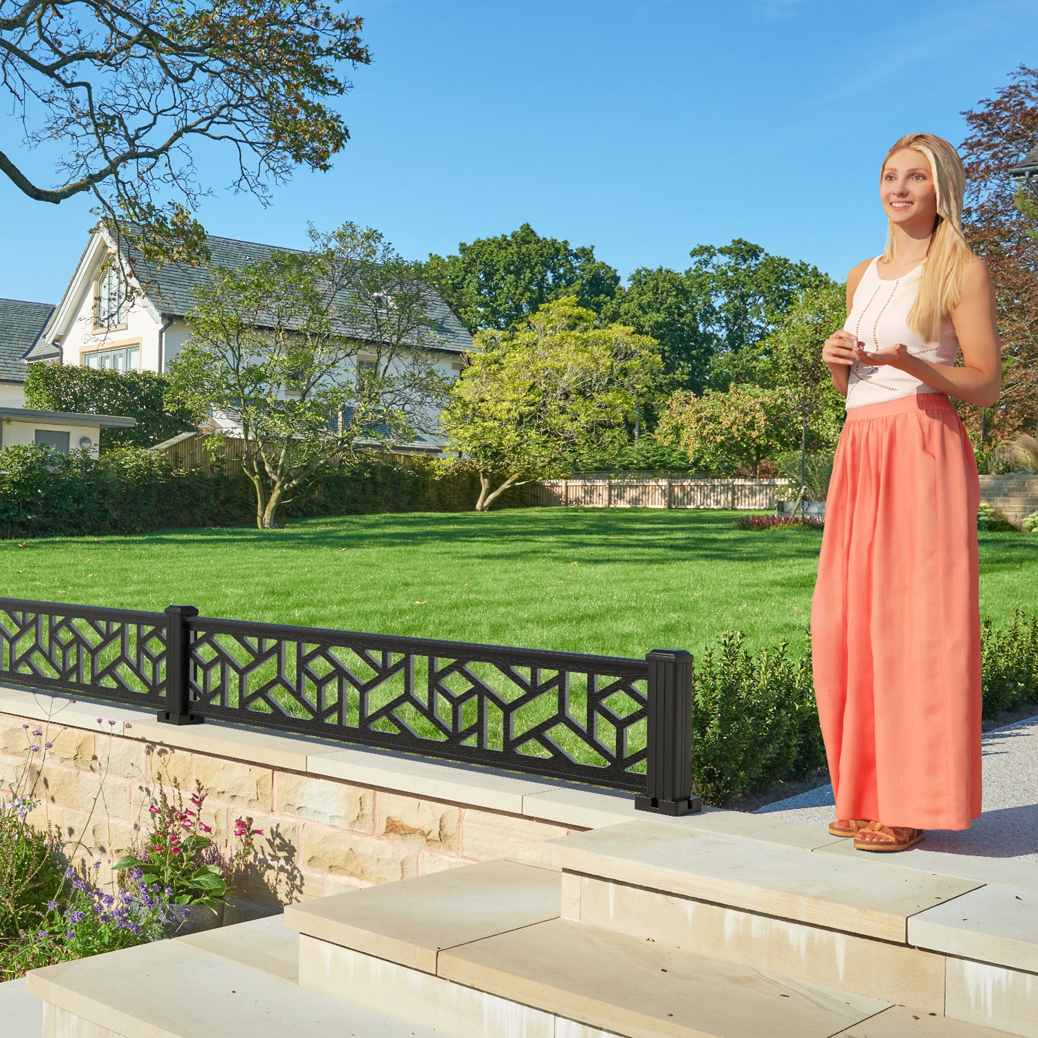 Contour Decorative Fence - 180x30cm - with our aluminium posts