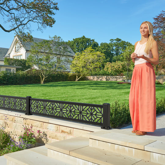 Geo Decorative Fence - 180x30cm - with our aluminium posts