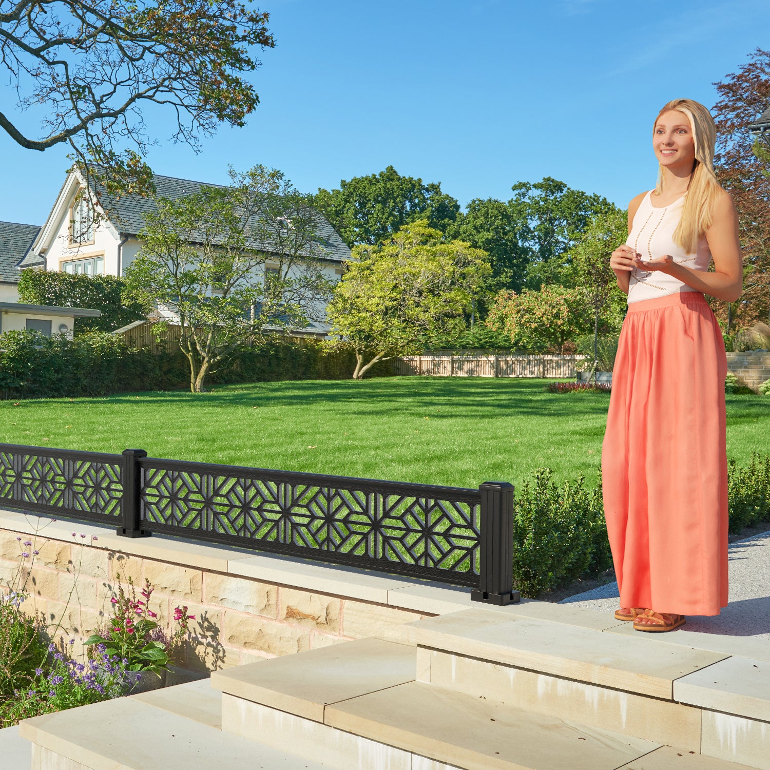 Geo Decorative Fence - 180x30cm - with our composite posts