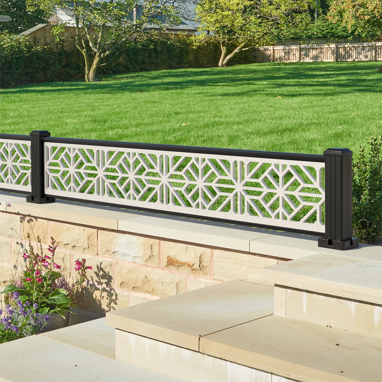 Geo Decorative Fence - 180x30cm - with our aluminium posts