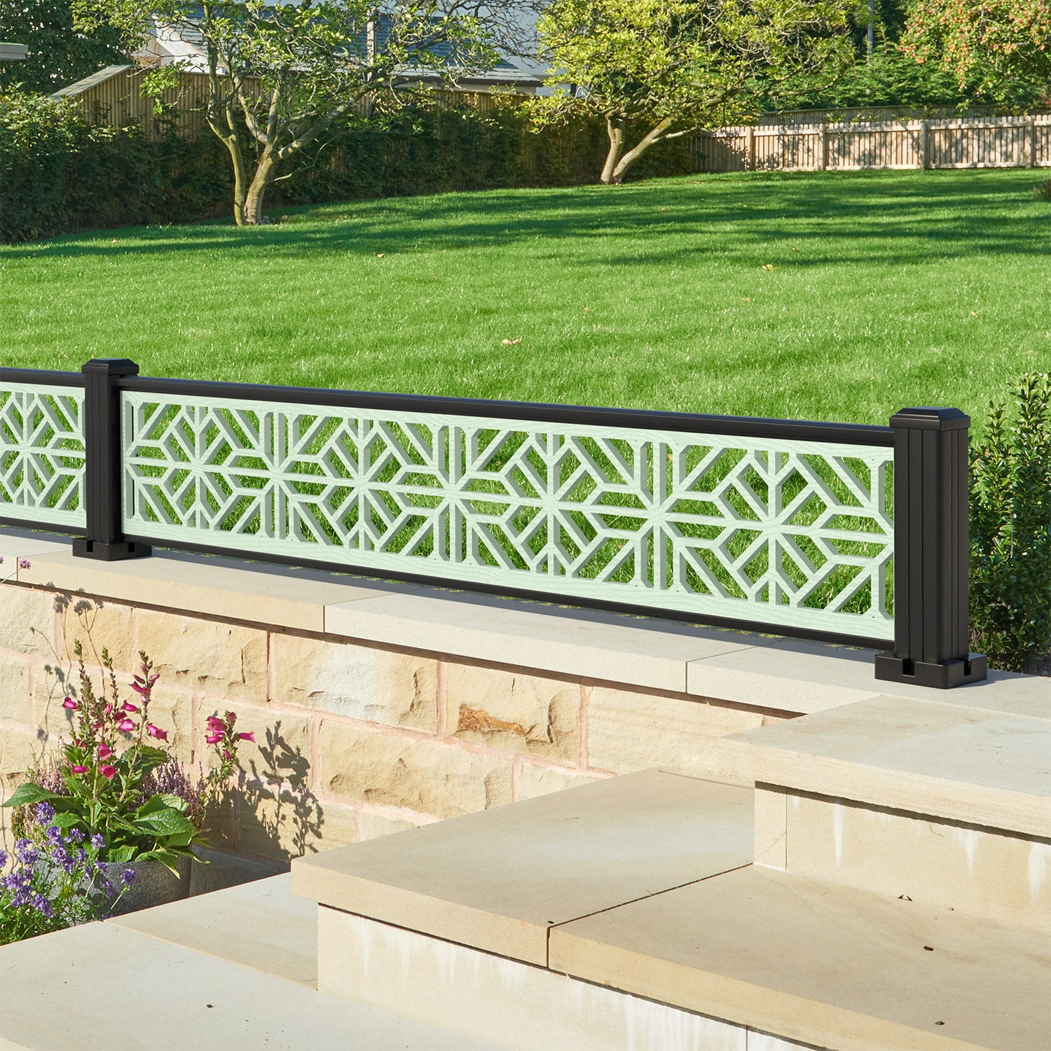 Geo Decorative Fence - 180x30cm - with our aluminium posts