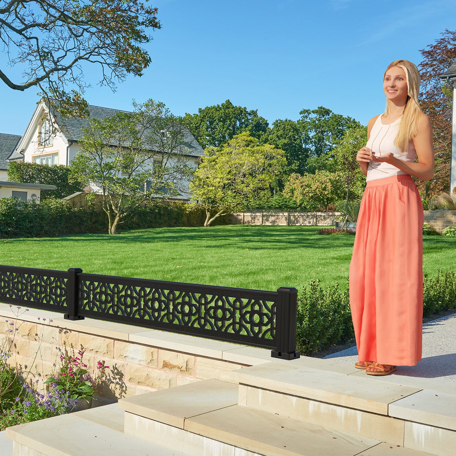 Nabila Decorative Fence - 180x30cm - with our aluminium posts