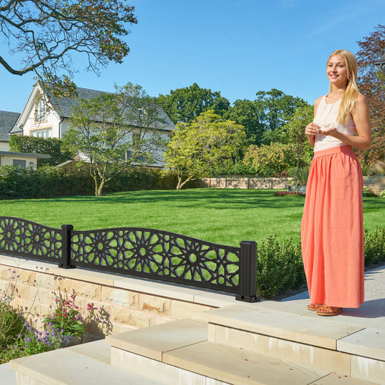 Amina Decorative Fence - 180x40cm Curved Top - with our composite posts