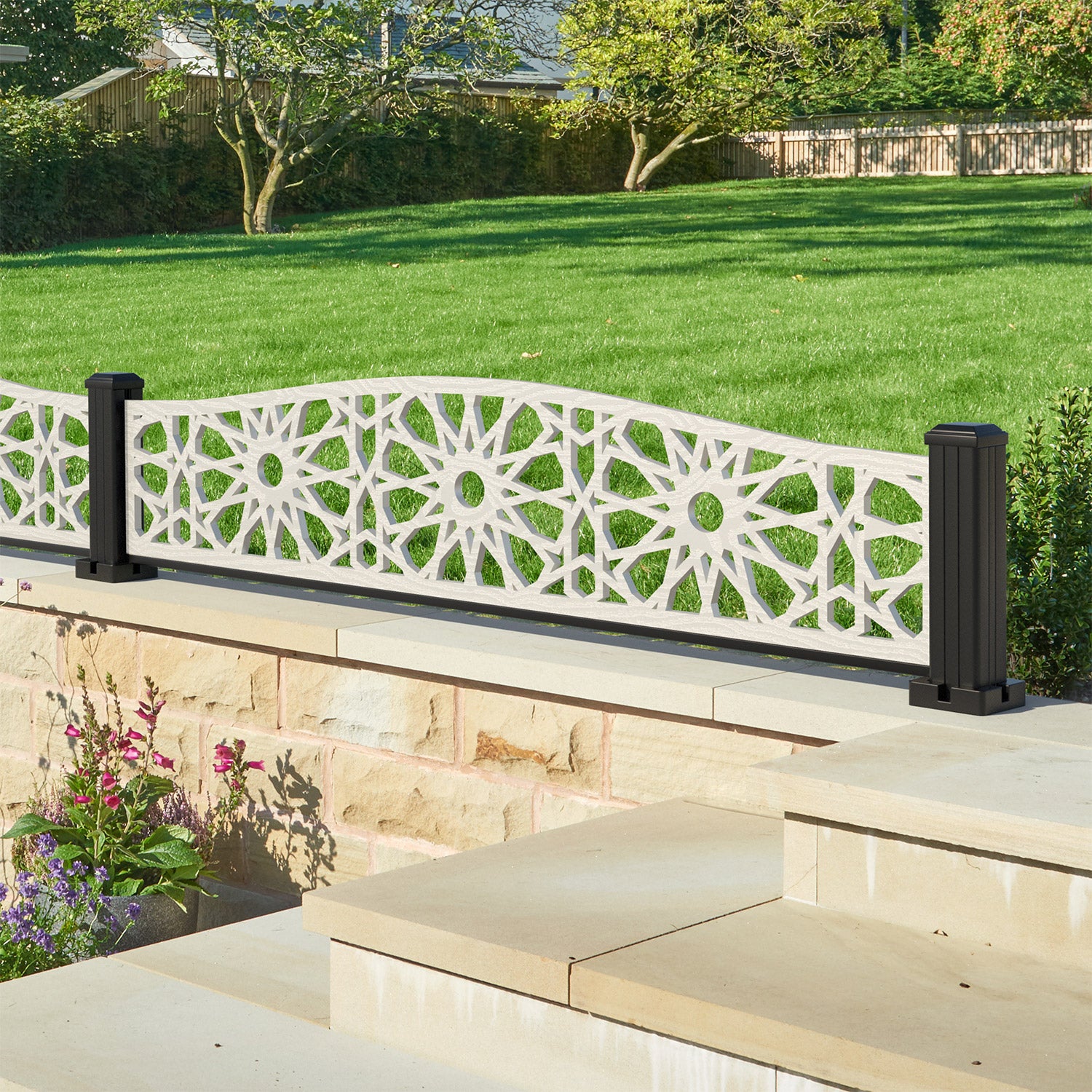 Amina Decorative Fence - 180x40cm Curved Top - with our composite posts
