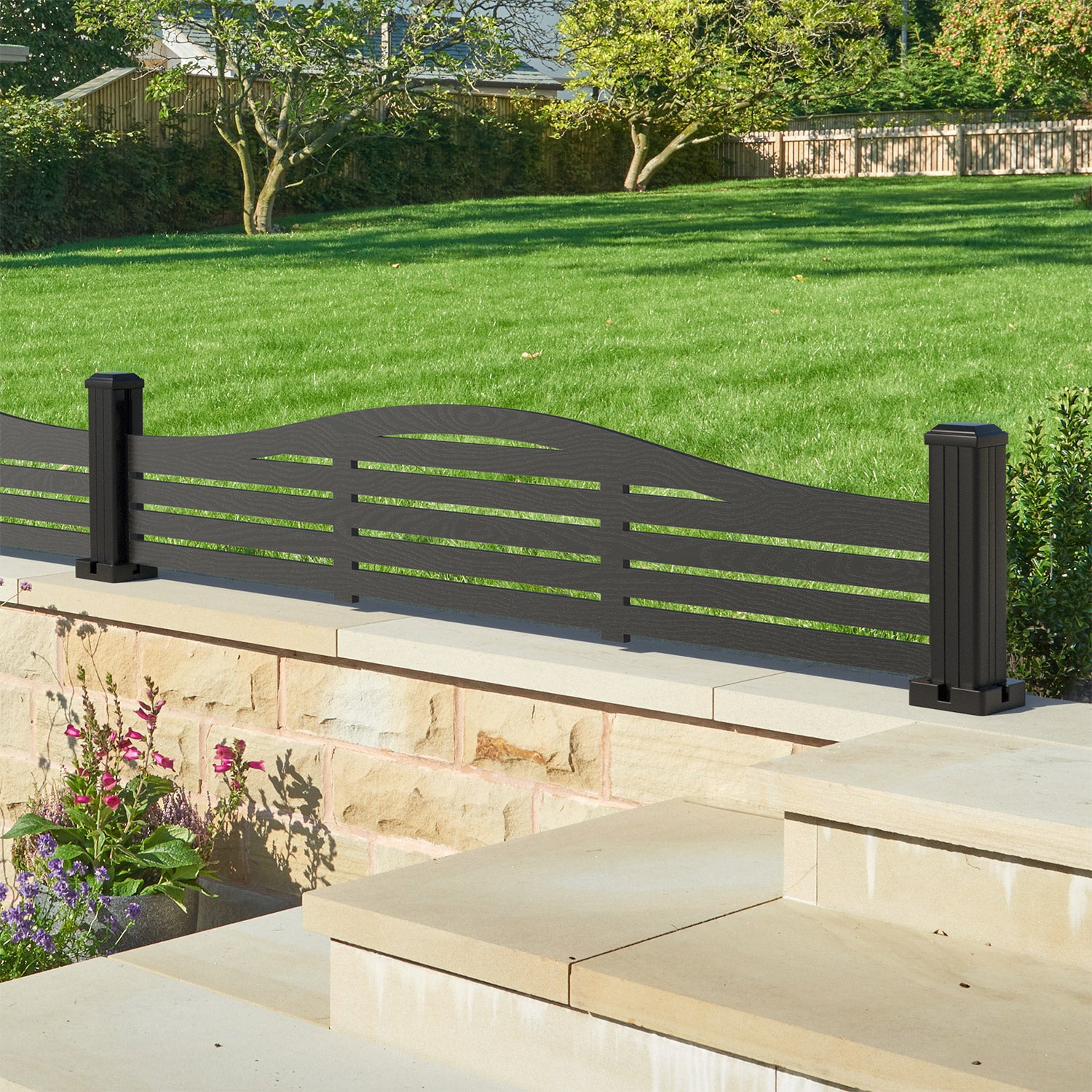 Aspen Decorative Fence - 180x40cm Curved Top - with our composite posts