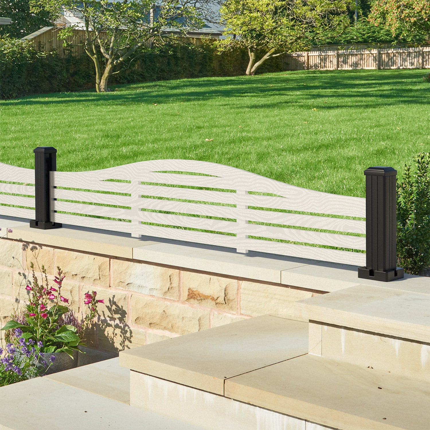 Aspen Decorative Fence - 180x40cm Curved Top - with our aluminium posts