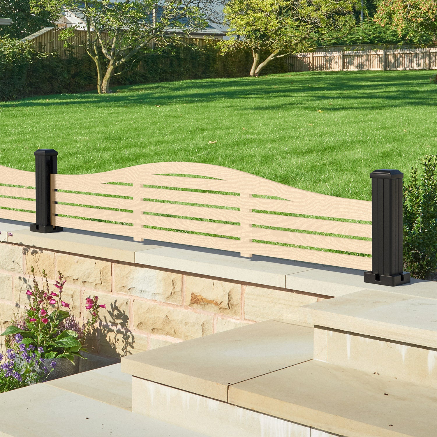 Aspen Decorative Fence - 180x40cm Curved Top - with our composite posts