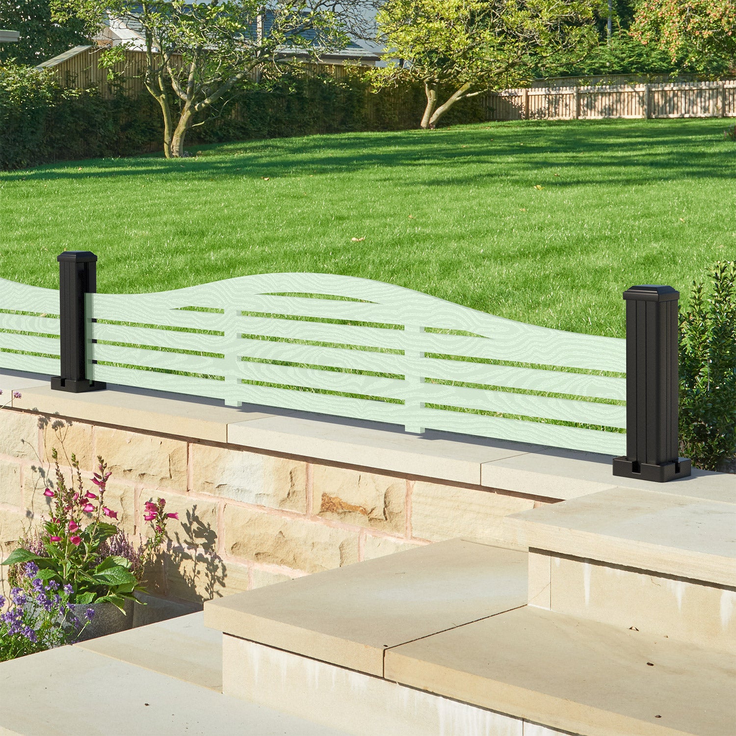 Aspen Decorative Fence - 180x40cm Curved Top - with our aluminium posts