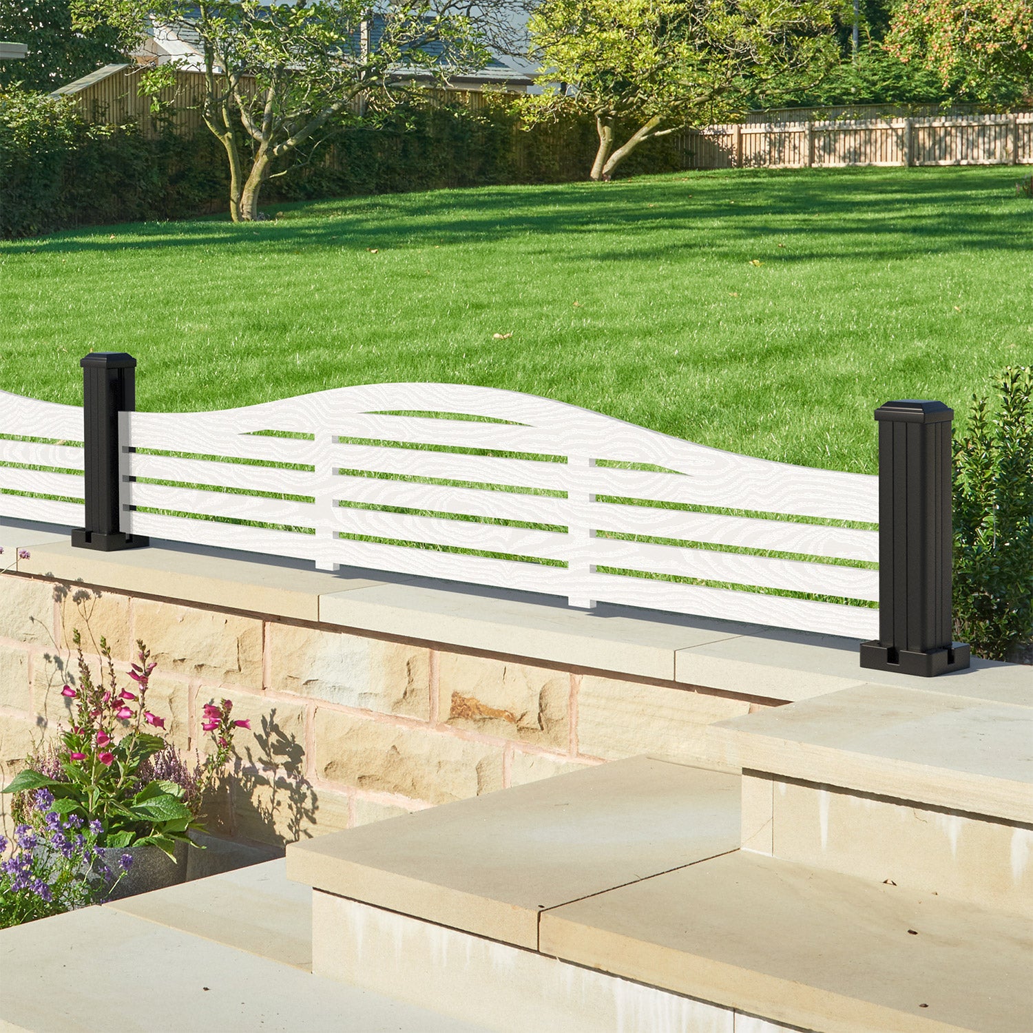 Aspen Decorative Fence - 180x40cm Curved Top - with our aluminium posts