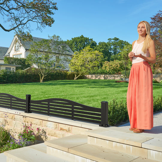 Aspen Decorative Fence - 180x40cm Curved Top - with our aluminium posts