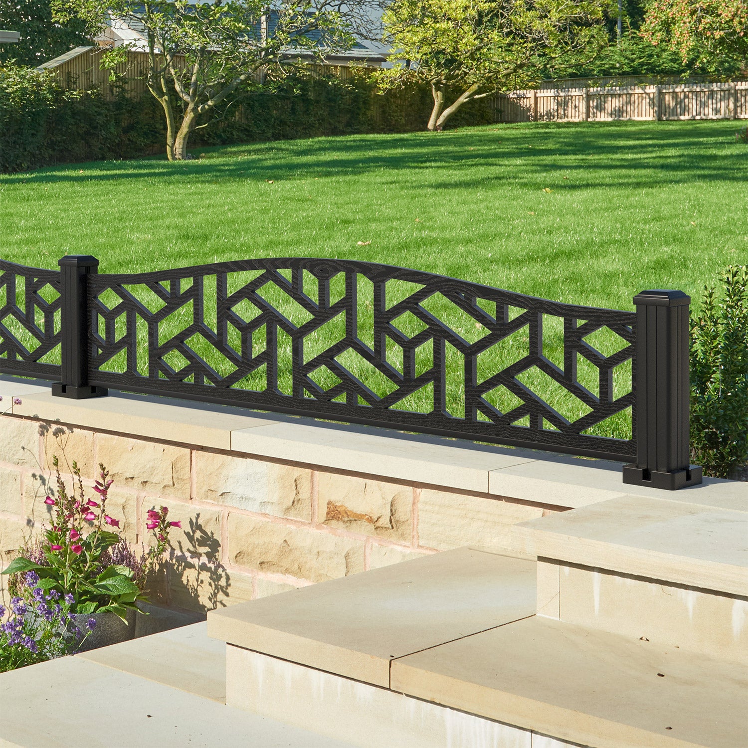 Contour Decorative Fence - 180x40cm Curved Top - with our aluminium posts