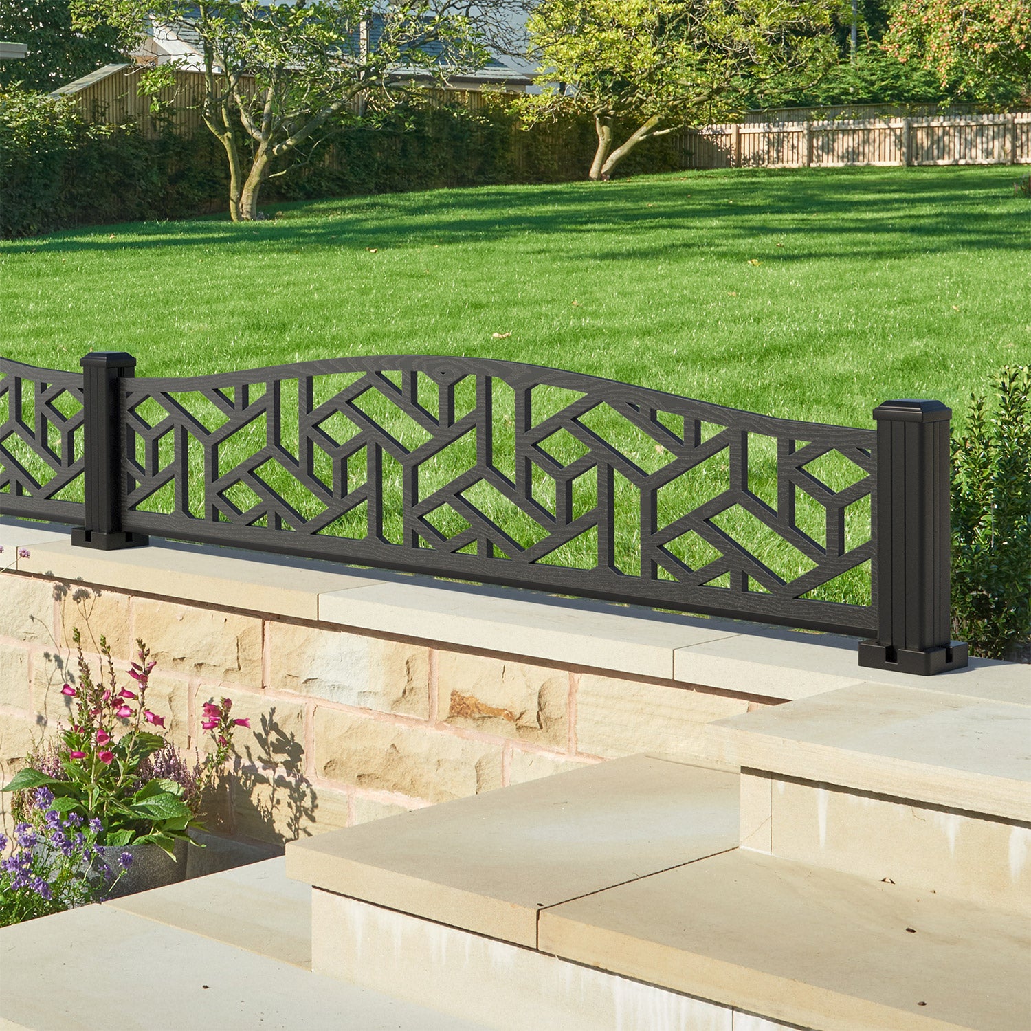 Contour Decorative Fence - 180x40cm Curved Top - with our aluminium posts