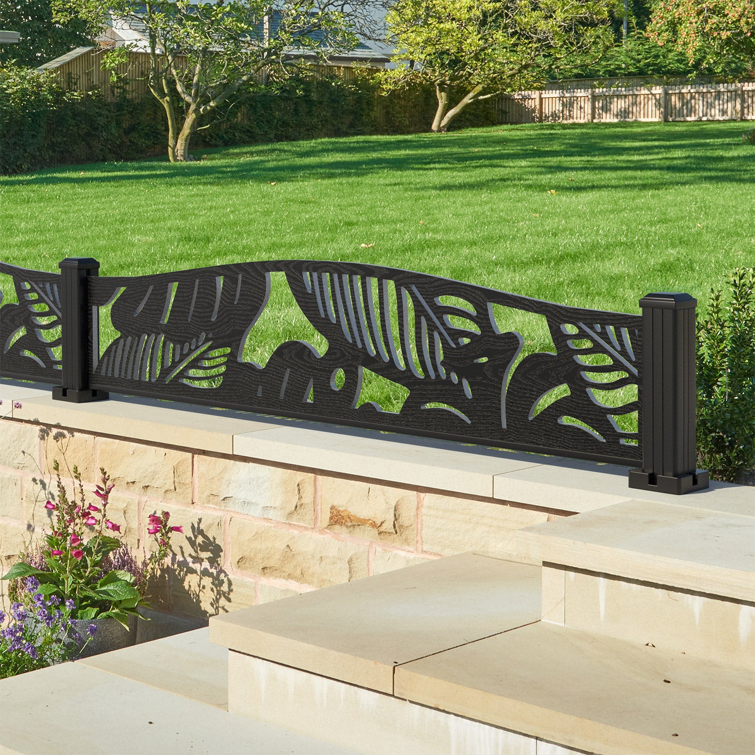 Fauna Decorative Fence - 180x40cm Curved Top - with our aluminium posts