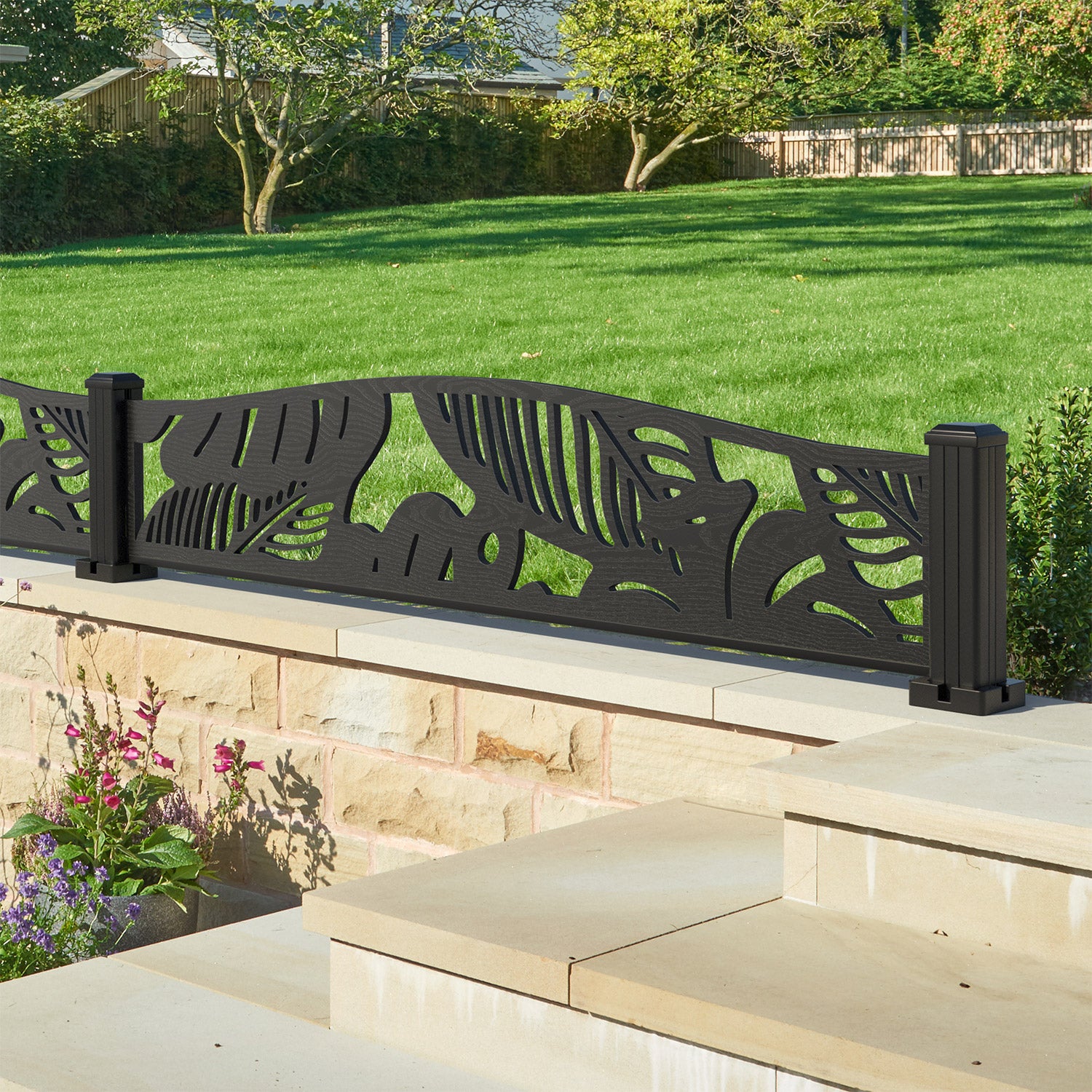 Fauna Decorative Fence - 180x40cm Curved Top - with our composite posts