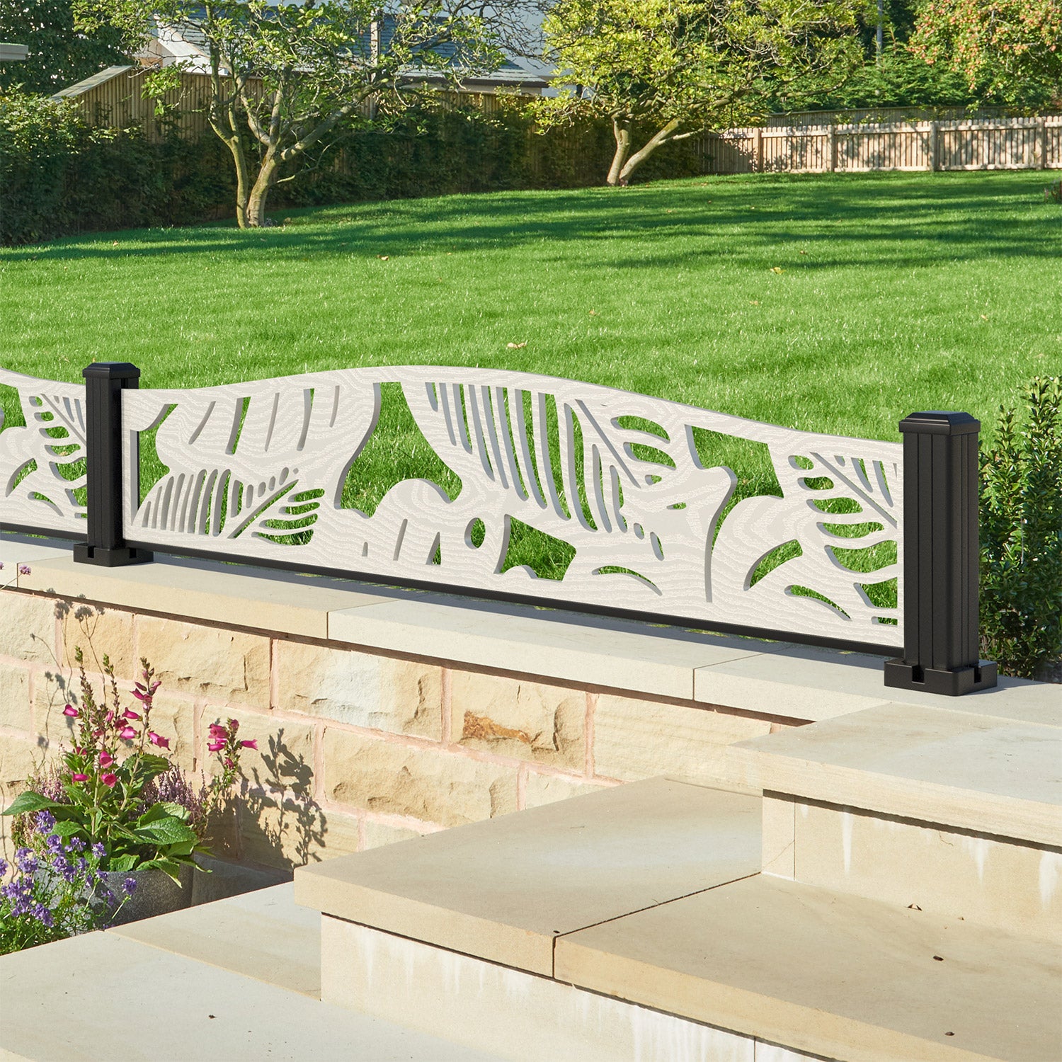 Fauna Decorative Fence - 180x40cm Curved Top - with our aluminium posts