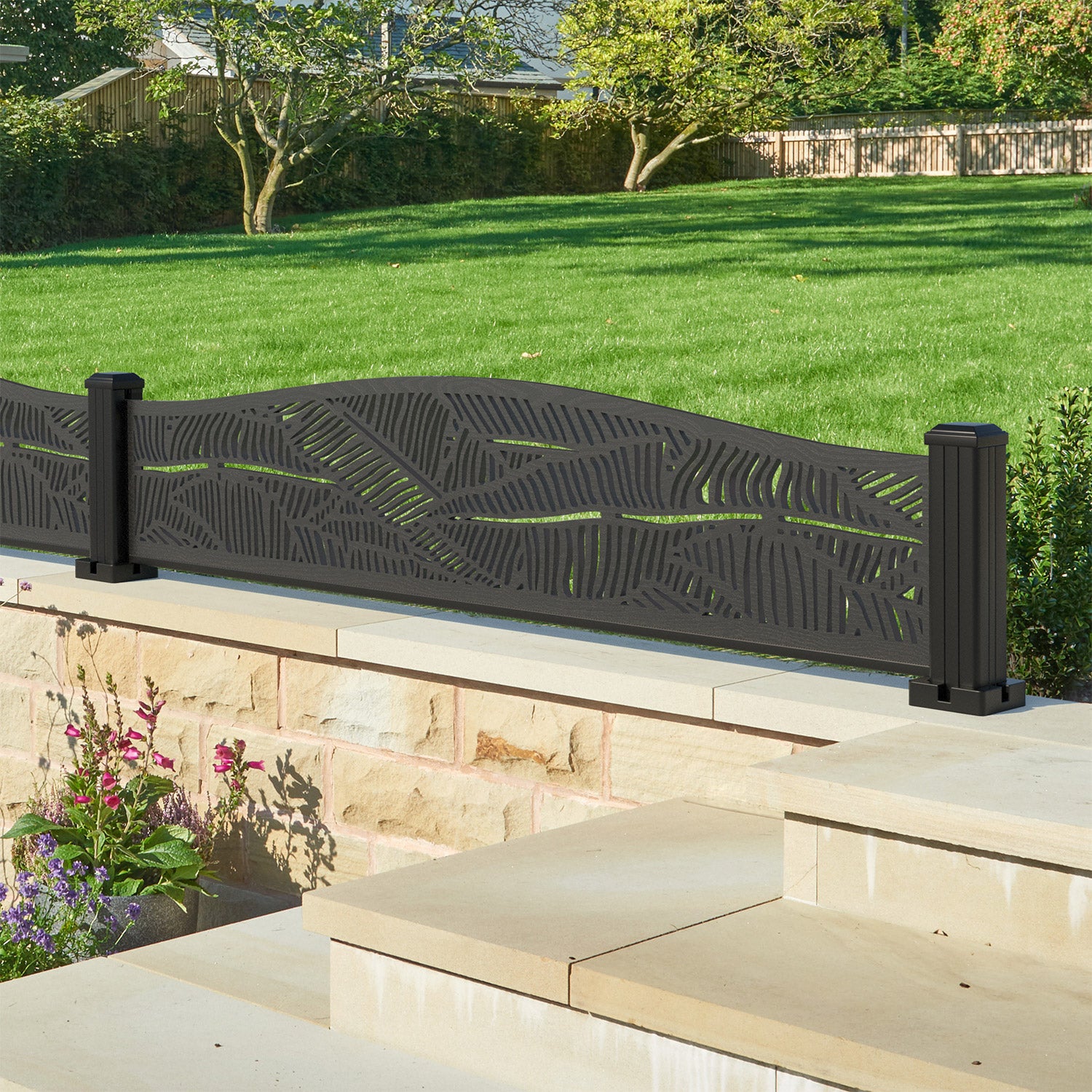 Feather Decorative Fence - 180x40cm Curved Top - with our aluminium posts