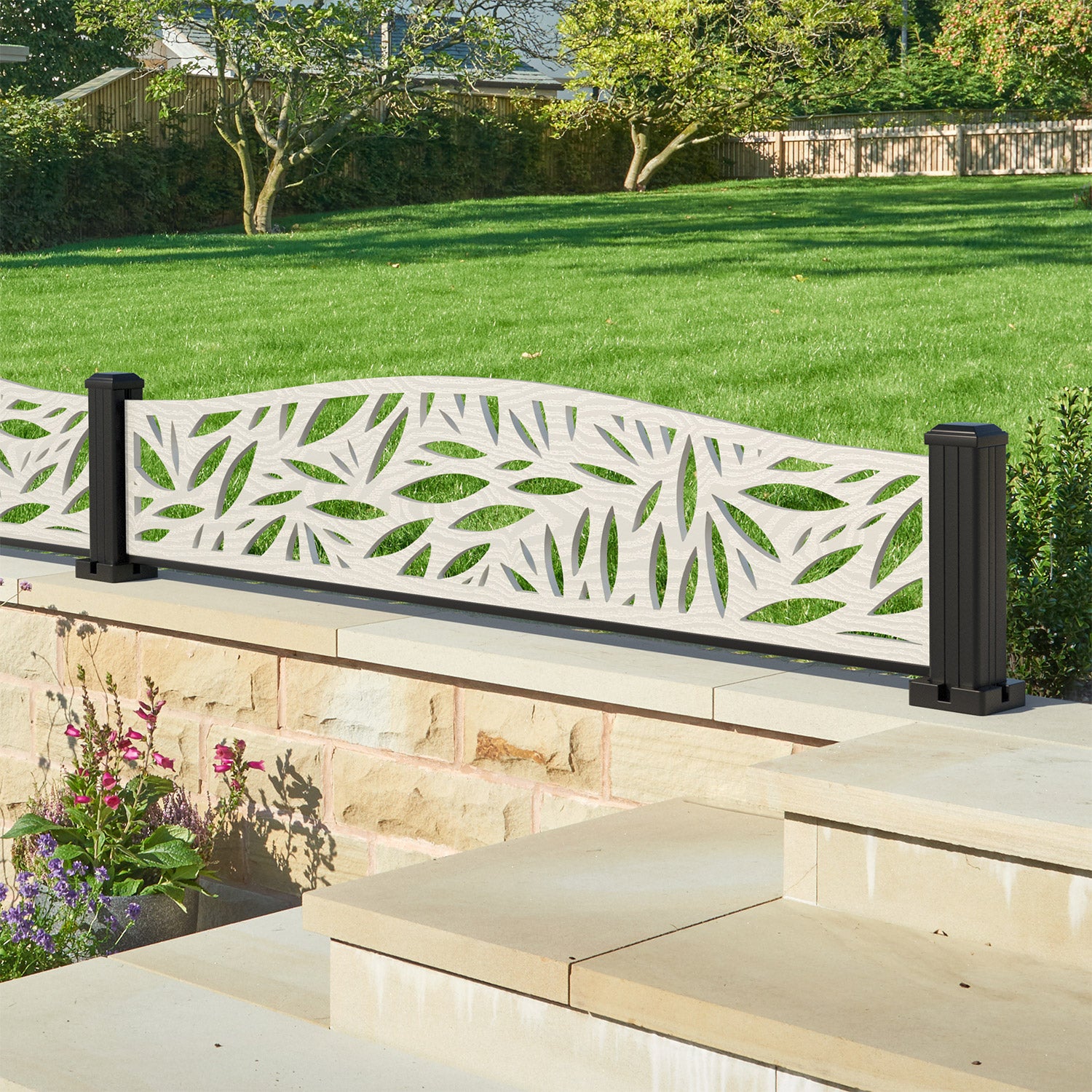 Foliage Decorative Fence - 180x40cm Curved Top - with our aluminium posts