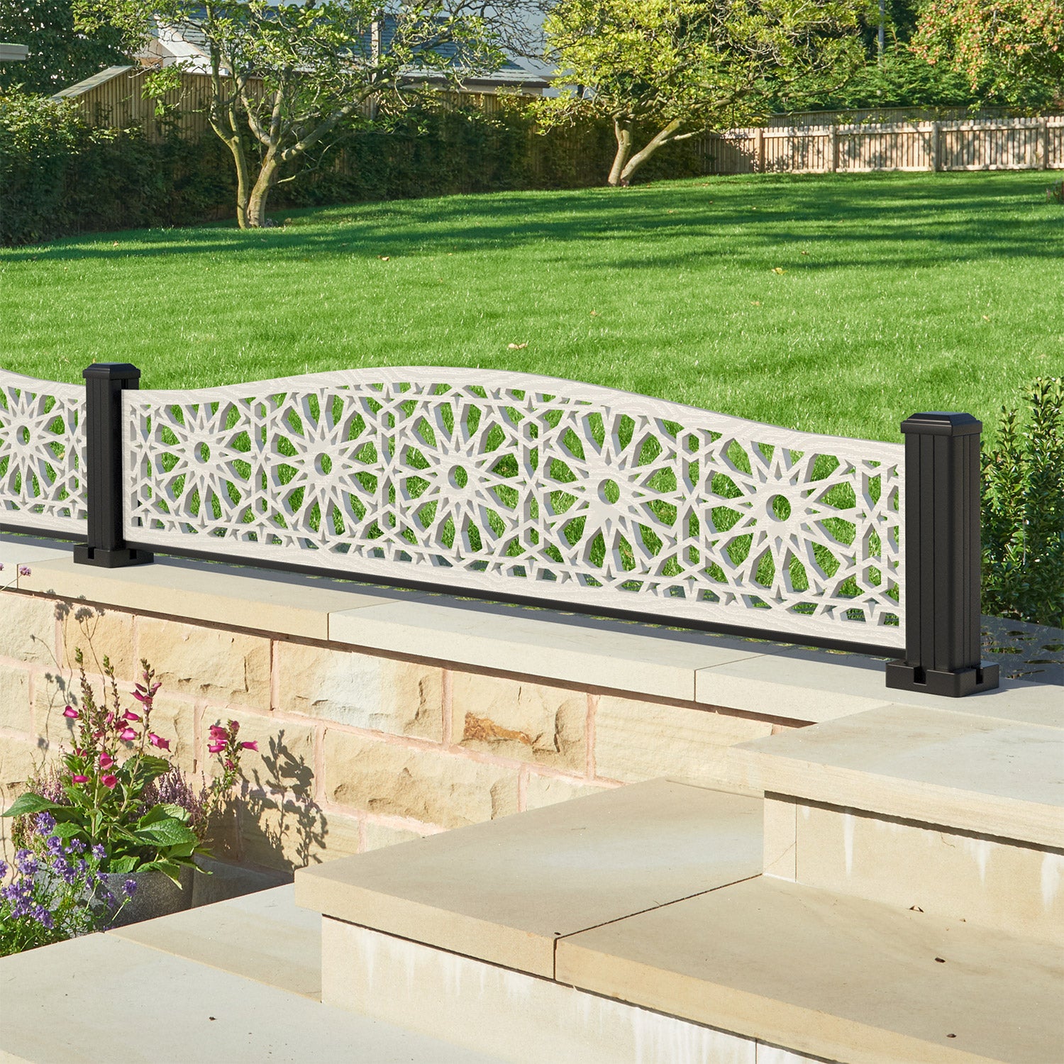 Hambra Decorative Fence - 180x40cm Curved Top - with our composite posts