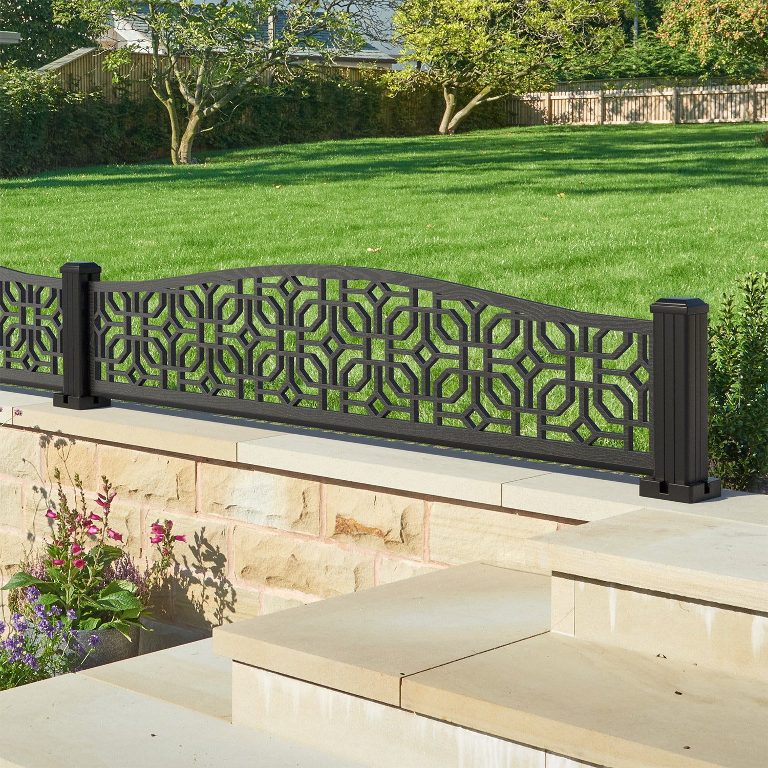 Micro Decorative Fence - 180x40cm Curved Top - with our composite posts