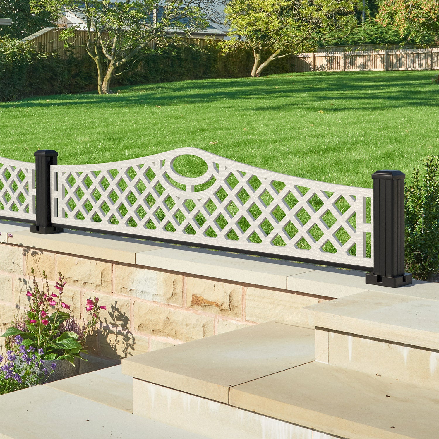 Oxford Decorative Fence - 180x40cm Curved Top - with our composite posts