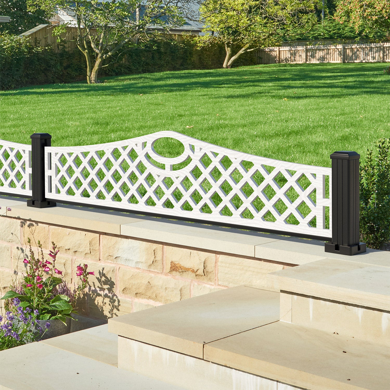 Oxford Decorative Fence - 180x40cm Curved Top - with our composite posts