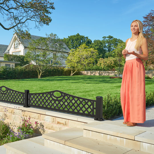 Oxford Decorative Fence - 180x40cm Curved Top - with our aluminium posts