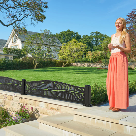 Quill Decorative Fence - 180x40cm Curved Top - with our aluminium posts