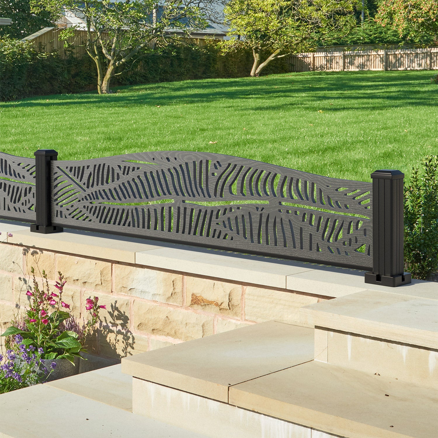 Quill Decorative Fence - 180x40cm Curved Top - with our aluminium posts