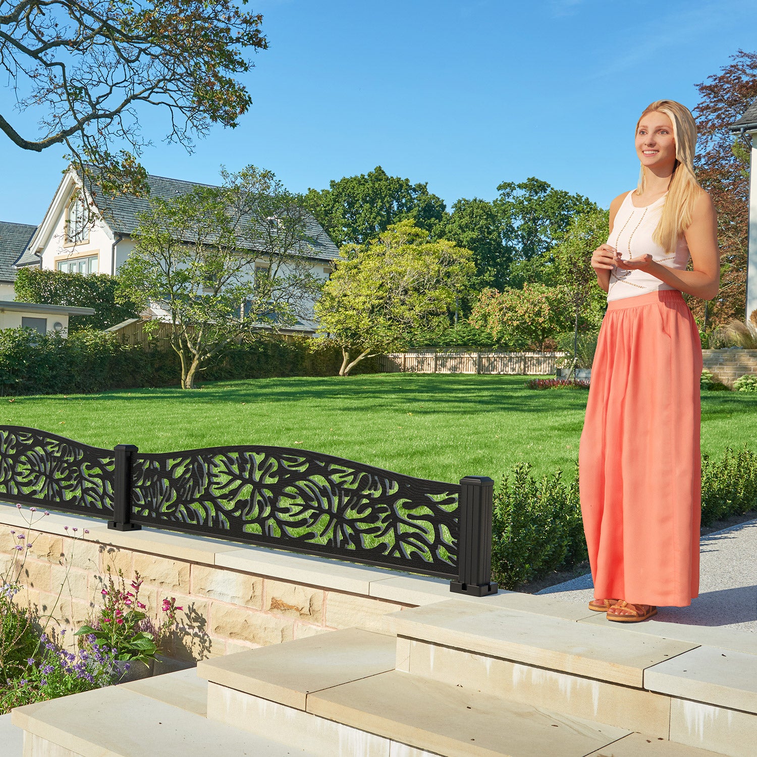 Botanic Decorative Fence - 180x40cm Curved Top - with our composite posts